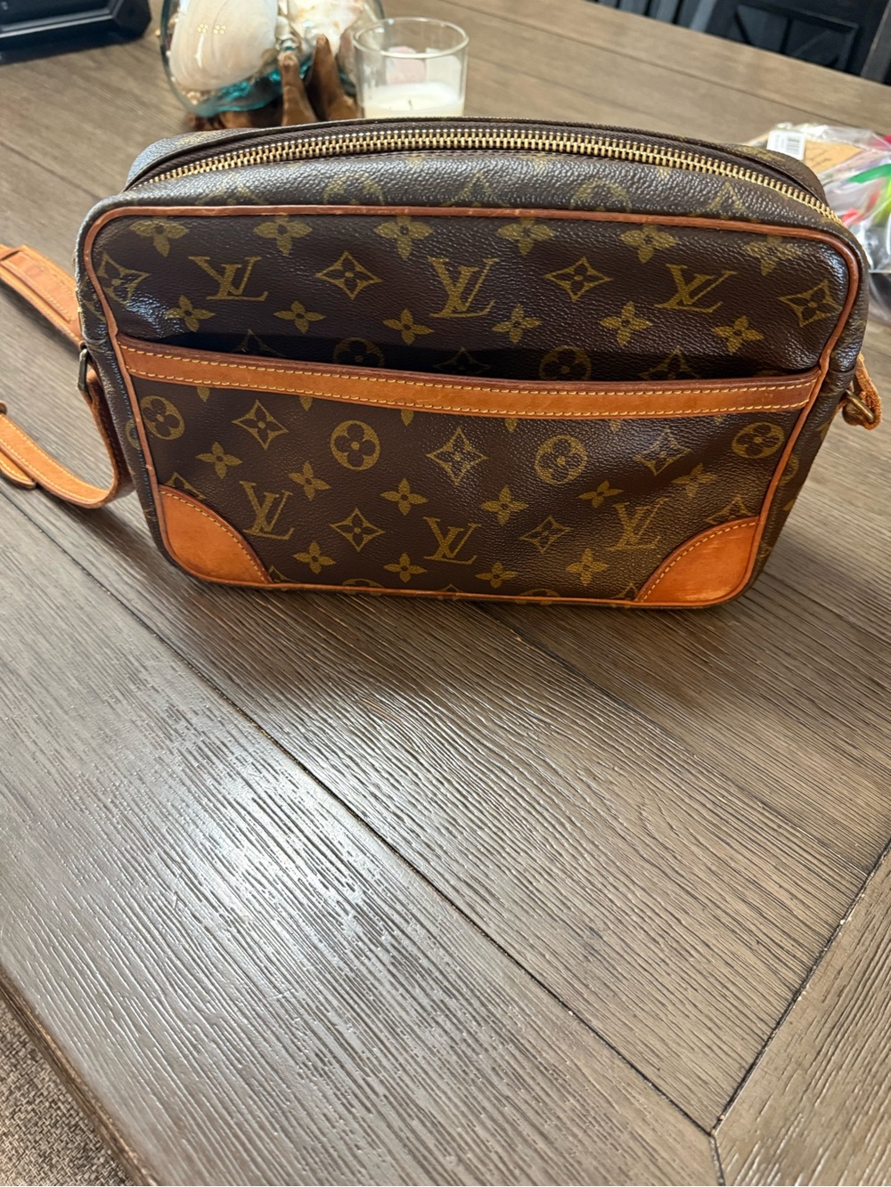Louis Vuitton Monogram Canvas Brown and Tan Messenger Bag with COA